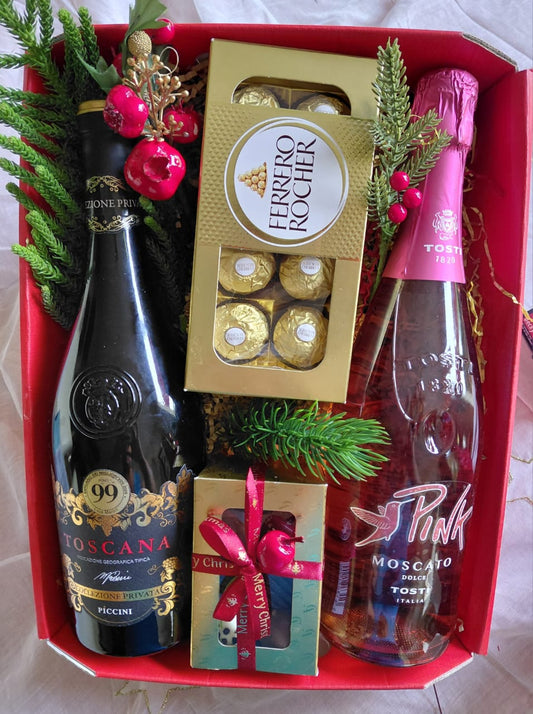 XMAS Gift Tray with Red Toscana & Pink Moscato